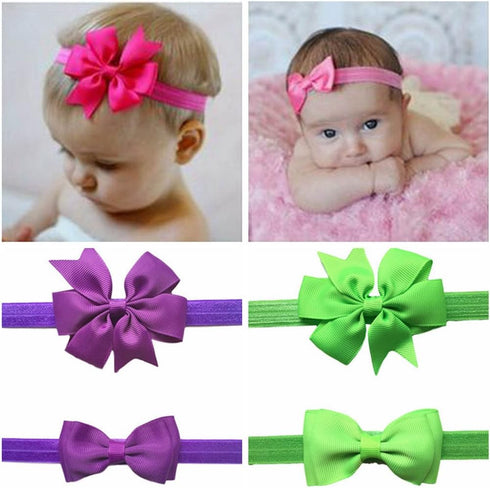 2pc/Set Baby Girls Grosgrain Ribbon Hairband Set Ribbon Bows Hair Tie Headband JB10...
