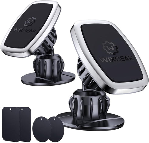 WixGear Universal Stick On Swivel Mount (2 Pack) Dashboard Magnetic Phone Holder for Car, Phone Mount for Car for Cell Phones and Mini Tablets wit...