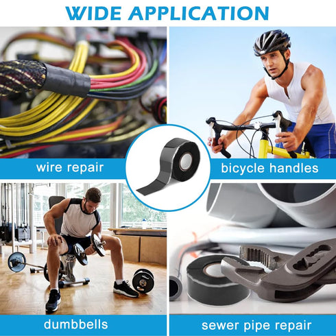1 Inch 16.5 FT Grip Tape for Handles Silicone Tape for Handles Barbells Dumbbells Self Fusing Waterproof Tape for Plumbing Hose Repair Cable Windi...