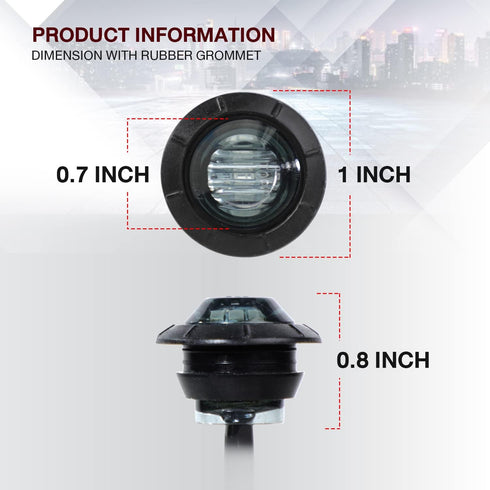 TMH 3/4 Inch Mount Smoked Lens RED LED Small Clearance Side LED Marker Lights Trailer Truck RV ATV Car Bus Van (Pack of 20)...
