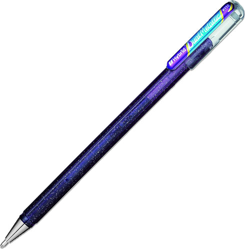Pentel Hybrid - Dual Metallic - Liquid Gel Rollerball Pens - K110 - Violet & Metallic Blue Ink - Pack of 3...