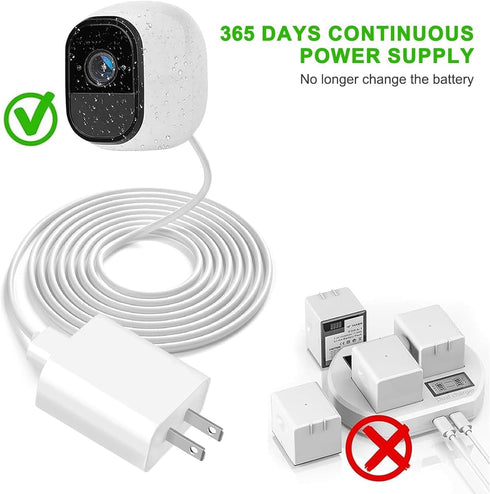 10ft Power Adapter Plug 9V Charger for Arlo Pro and Arlo Pro 2, Q,GO 1, Arlo Essential Spotlight/XL/XL 2nd Gen/Essential 2nd Generation,Blink Outd...