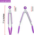 Small Kitchen Tongs 7 Inch Mini Silicone Appetizers Tongs, Set of 3 (Purple)...