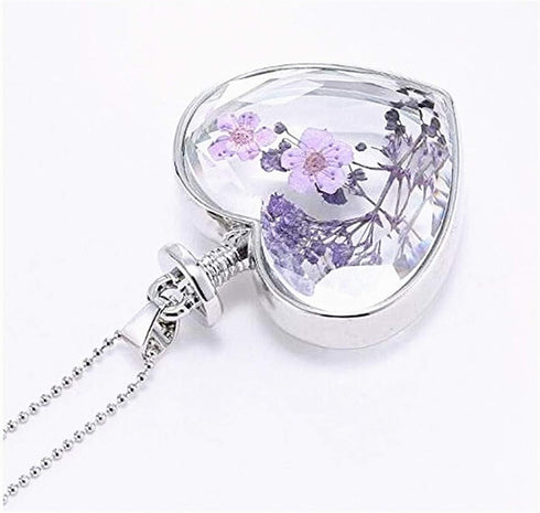 car Rearview Mirror Charm of Eternal Flower Heart-Shaped, K9 Crystal Double-Sided Transparent Color...