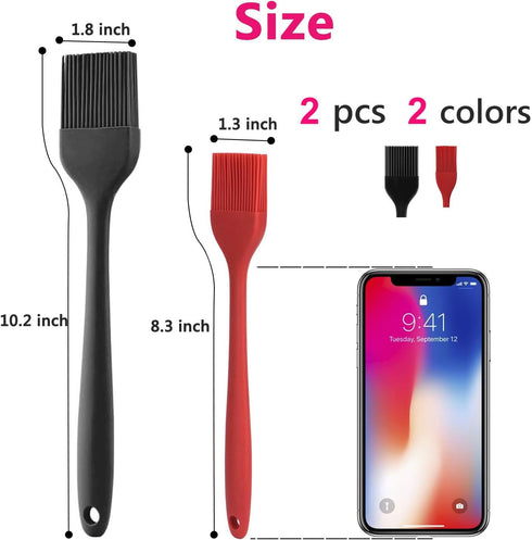 Silicone Basting Pastry Brush Set 2 Pack Heat Resistant Spread Oil Butter Sauce for BBQ Grill Barbeque Kitchen Baking Cooking Pastries, 1 Large & ...