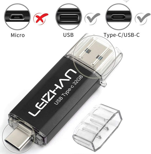 LEIZHAN USB C Flash Drive 32GB Type C Thumb Drive for Samsung Galaxy S10, S10e, S9, S8, S8 Plus, LG G5 G6, Google Pixel XL Data Storage Photo Stic...