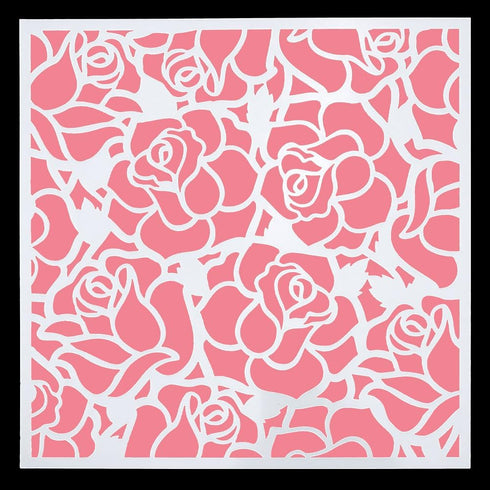 GORGECRAFT 6x6 2Pcs Large Rose Stencils Floral Design Stencil Roses Flower Reusable Plastic Templates Drawing for Wall Painting Drawing Stencil Se...