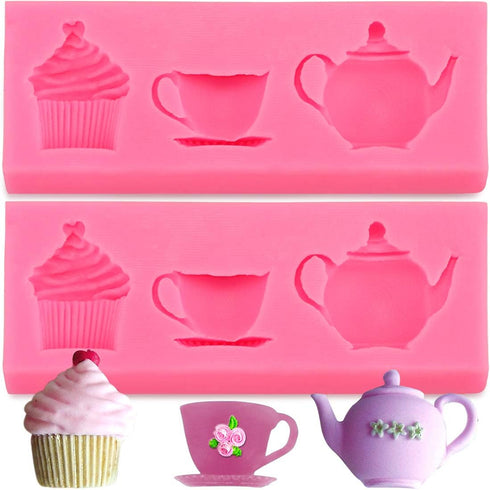 Meiyouju 2 Pack Teapot Silicone Molds, Food Grade Silicone Molds for Candy, Cake Decoration, Chocolate, Jewelry Making, Polymer Clay...