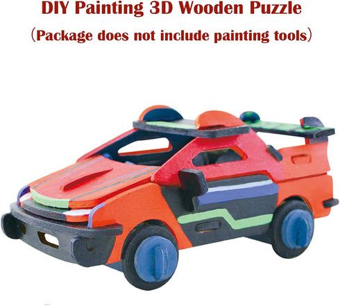 Georgie Porgy 3D Wooden Puzzles for Kids Toys Construction Woodcraft Kits DIY Model Puzzle Kits Birthday Gifts Pack of 3 (Sports Cars Off-Road Veh...