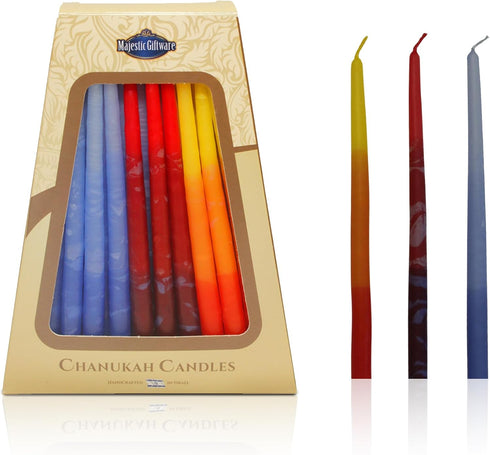 Majestic Giftware Multicolor Hanukkah Candles - CP15 | 45 Dripless Handcrafted Chanukah Candles for All 8 Nights of Hanukkah | Manufactured by Saf...
