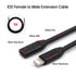 Black Lightning Extension Cable with 3.3 Feet/1 Meter Long,Male to Female Extender Dock Cable Adapter Pass Audio Video Music Data and Power Charge...
