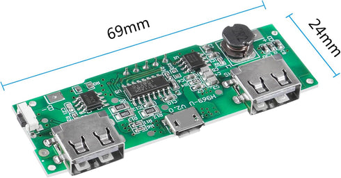 6PCS 18650 Charging Board,18650 Charger Board Dual USB 5V 2A 1A Mobile Power Bank Module Lithium Battery Charger Board Short Circuit Protection DI...