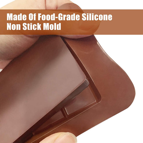 Walfos Break-Apart Chocolate Molds, Non-Stick Silicone Chocolate Bar Mold, Food Grade Candy Bar Mold, Perfect for Energy Bar, Cocoa Mini Bar, Basi...