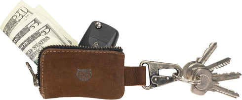 Hide & Drink, Car Key Holder with Keyring, Headphone & Charging Cables, Cash Zipper Case with Clasp, Full Grain Leather, Handmade, Swayze Suede...