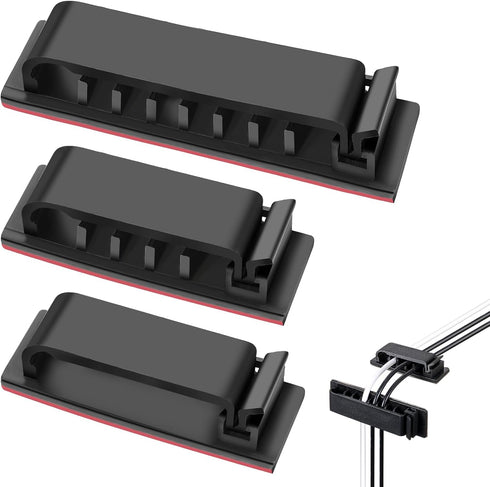 Cable Management Clips, 20 Pcs Self-Adhesive Cable Clips, Electrical Cord Management Cable Organizers Wire Clips Cord Holder Under Desk for TV PC ...