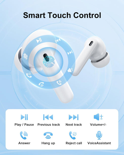 Wireless Earbuds, 42H Playtime Bluetooth 5.3 Headphones, HiFi Stereo Call Noise Cancelling Earbuds, IPX7 Waterproof Stereo in-Ear Earphones with L...