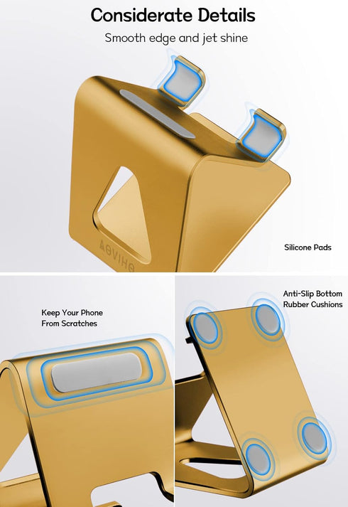 Desk Cell Phone Stand Phone Holder - Aluminum Phone Cradle Dock for iPhone 14 13 12 pro 11 X Xs max 8 7 6 6s Plus SE 5 5s SE Samsung, All Smart Ph...