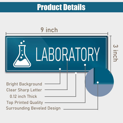 9"x3" Laboratory Sign Self-adhesive Door Wall Window Signage for House Home Office School (Blue)...