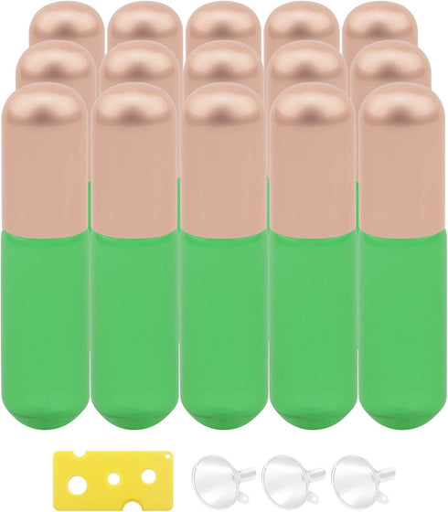 15Pcs Green Glass Roller Bottles 5ml Roll-on Bottles Refillable Empty Rolling Bottles Roller Vials Container for Essential Oil Perfume Skincare, 3...