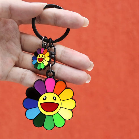 Keychain,Cute keychain,Car key chain,Smile Flower Bag Charms Accessories for women and girl...