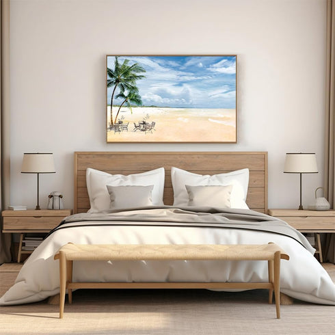 Sea Beach Canvas Wall Art Coastal Poster Wall Nature Modern Seascape Canvas Sandy Beach Coastal Landscape Canvas Coastal Beach Pictures Painting A...