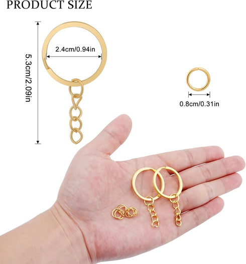 20Pcs Keychain Key Ring with Chain Bulk Split Key Chain,1.1 Inch Key Chains Parts with Open Jump Ring Connector for Jewelry Making Crafts (Gold)...