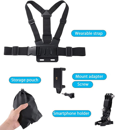 Mobile Phone Chest Mount Strap Holder ?Anti-Slide Strap Mount for Phone 360 Degree Rotary for Video Recording Camera Harness......