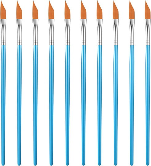 Breling 10 Pcs Paint Angled Brush 1/4 Inch Dagger Brush with Long Handle Dagger Stripes for Acrylic Watercolor Oil Rock Painting Artist Halloween ...