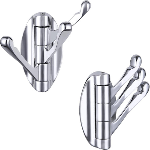 Angle Simple Towel Hook Chrome 2 PCS, Metal Swivel Folding Bathroom Hook, Hand Towel Holder, Heavy Duty Clothes Robe Hook for Bathroom Wall Mount...