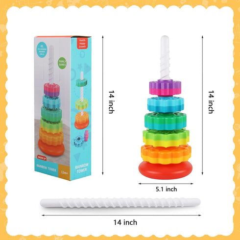 Baby Spinning Stacking Toys Sensory Toys for Toddlers 1-3, Rainbow Ring Spin Montessori Toys for Babies 6-12 Months, Autism Learning Toy for 1 2 3...