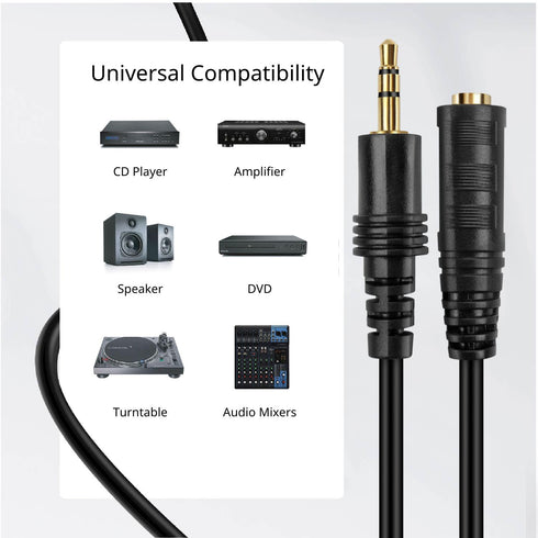 TNP AUX Headphone 3.5mm Extension Cable (3 Feet) - Male to Female Extender Audio Auxiliary Jack Adapter Wire Cord Plug Connector for iPhone iPod i...