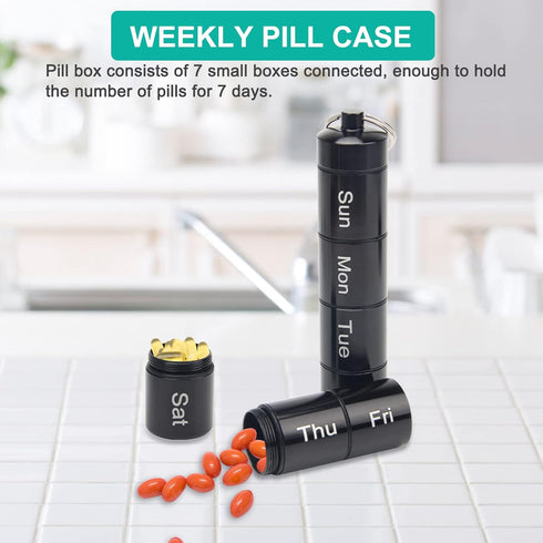 Small Portable Pill Case Keychain for Travel, AngleKai 2 Pack Pill Organizer Aluminium Alloy Small Pill Box Waterproof Pill Container Medicine Bot...