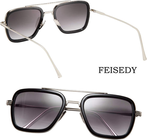 FEISEDY Retro 70s Pilot Sunglasses Tony Sunglasses Trendy Women Square Sun Glasses B2510...