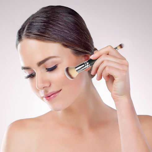 Dual-ended Foundation Brush Double Ended Kabuki Brush Concealer Brush Ideal for Liquid,Powder,Cream,Blending,Buffing,Concealer Sliver...