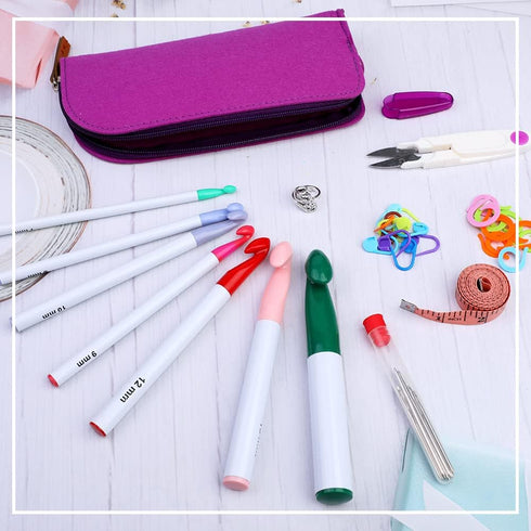 7 Sizes Crochet Hooks Set (7mm-20mm) with 9 Pcs Large-Eye Blunt Needles, Huge Plastic Crochet Hook Crochet, Adjustable Knitting Loop, Extra Large ...
