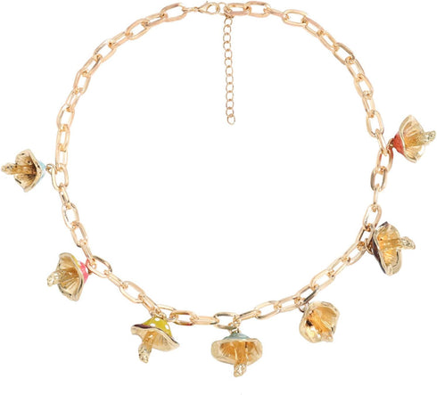 Set Cutie Creative Colorful Mushroom Star Moon Shape Pendant Chain Beaded Necklace Anklets Bracelet Sweet Fresh for Women Jewelry Gifts White Dot ...