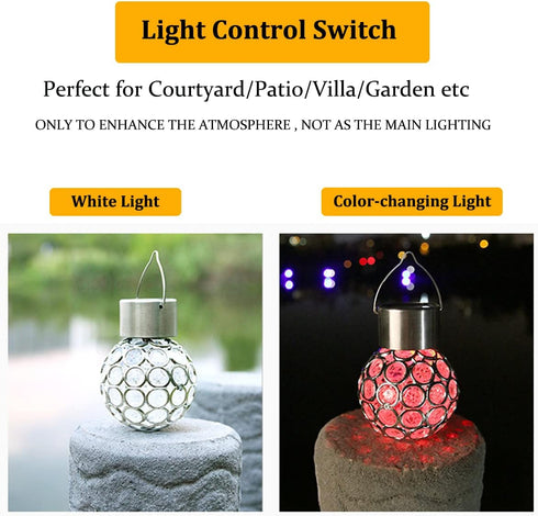 2 Pack Hanging Solar Light Outdoor, Decorative Solar Powered Waterproof Ball Shaped Night Light, Hanging Globe Solar Lights for Gardens, Yards, Pa...