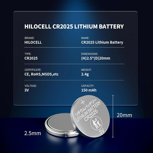10 Pack CR2025 Batteries, CR2025 3V Lithium Battery for Car Remote Key, 3 Volt CR 2025 Coin Battery Replacement...