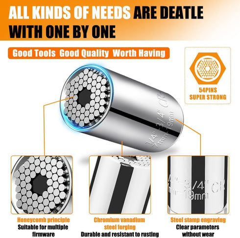 Gifts for Men Universal Socket Tools, Super Socket Wrench Repair Tool, Professional Multi-Function Socket Tool from Wife Daughter Son to Dad Husba...