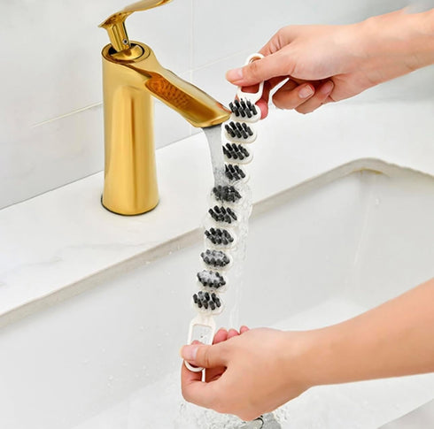 J's 2pc Hard Crevice Cleaning Bristle Brush Bendable Gap Brush, Cepillos para limpiar Banos, Cleaning Tool for Bathroom, Household, and Kitchen, F...