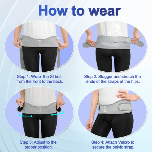 Zelen Sacroiliac Hip Belt for Women Men Si Joint Belt Lower Back Support Brace for Hip Pain Pelvic Support Belt Sciatica Pain Relief Brace Trochan...