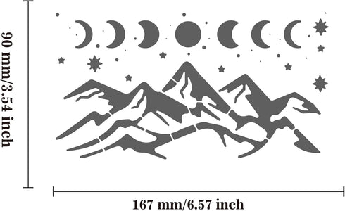 BENECREAT Moon Phase Mountain Stainless Steel Stencils, 7x4 inch Sun Reusable Painting Template for Painting, Wood Burning, Journaling...