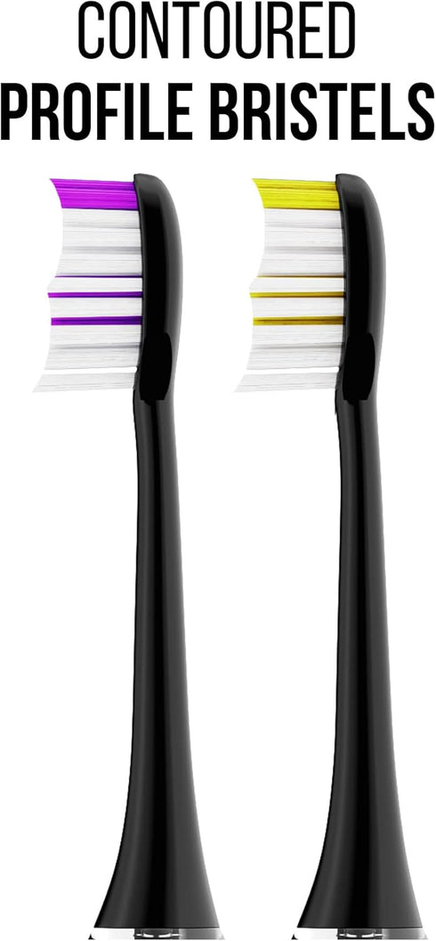 Acteh Toothbrush Heads for Sonic Edge, JetWave, JetUV and eBrush Toothbrush Models (Black Purple/Black Yellow)...