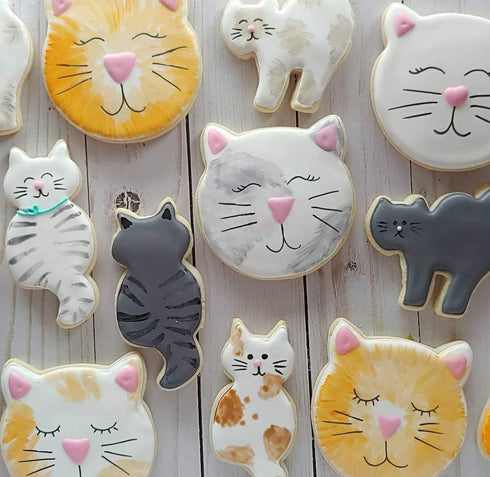 Cat Cookie Cutters 3-Pc. Set Made in USA by Ann Clark, Cat Face, Sitting Cat, Curled Cat...