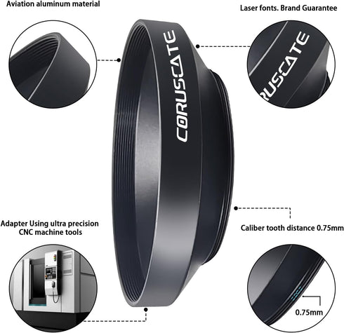 39mm Universal Metal Lens Hood,Wide Angle Lens Hood Compatible All 39mm Brands Camera Lens(and Easy to Install and Remove) 1pcs 39mm Lens Cap...