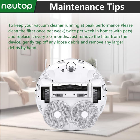 Neutop Replacement Filter Sets Parts Compatible with Ecovacs Deebot T20 OMNI, T20, T20 Max, T20 Pro, Robot Vacuum Accessories, 12-Pack....