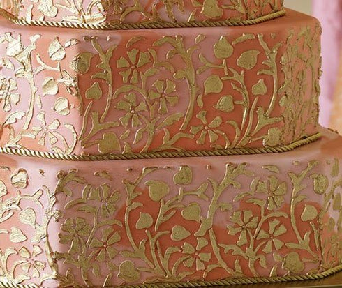 Designer Stencils Gilded Floral Cake Stencil Set, Beige/semi-transparent...