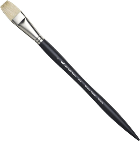 Winsor & Newton Artists' Oil Hog Paint Brush, Long Handle Size 12, Flat...