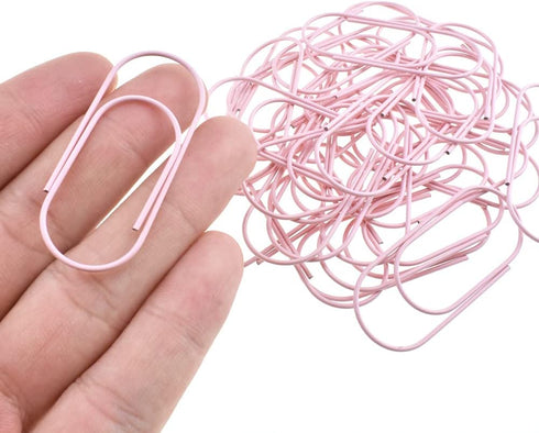 HAHIYO Paper Clips 2 inches (50mm) Length Pink Wide Paperclips Vinyl Coated Prevent Scratching Tearing The Pages Sturdy for Bookmark Organize Home...