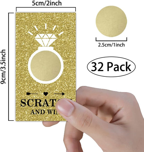 Gold Diamond Bridal Shower Scratch Off Game Cards?32 PCS? Gift Certificate Scratch Off Cards Activity for Wedding Festive Raffle Tickets Family Ho...